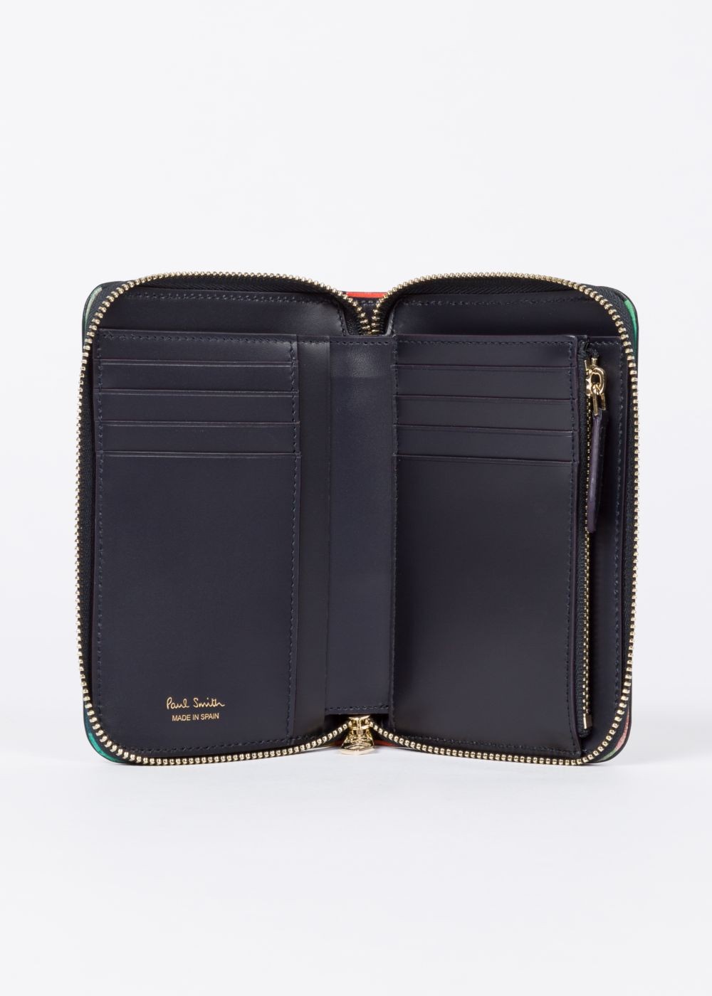 Paul Smith Women's Medium Navy 'artist Stripe' Edge Leather Zip-Around Wallet