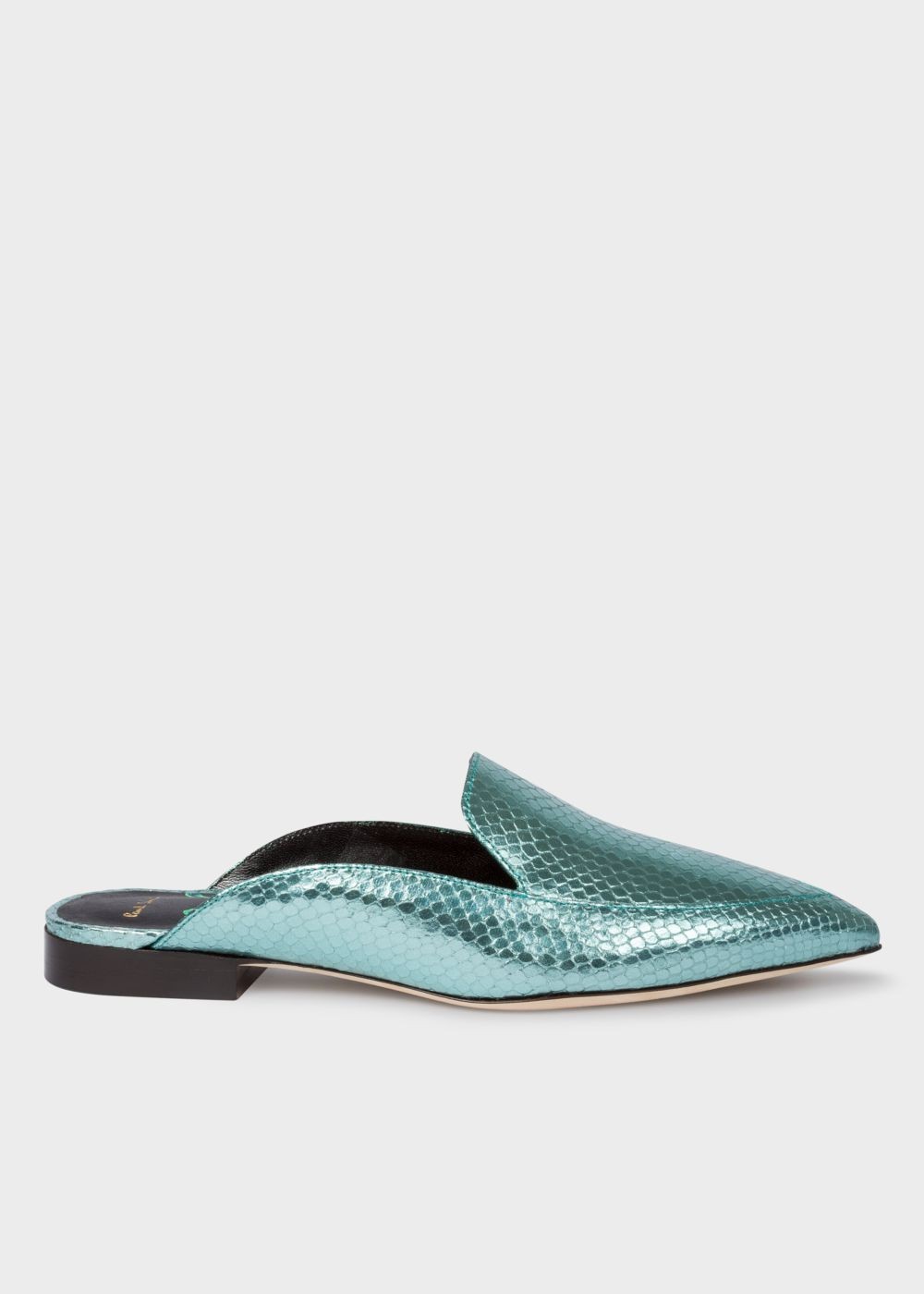 Paul Smith Lady's Metallic Turquoise Leather 'celesta' Mules Sneakers