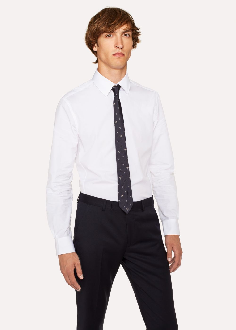Paul Smith Mens's Slim-Fit White Panelled Cotton Shirts