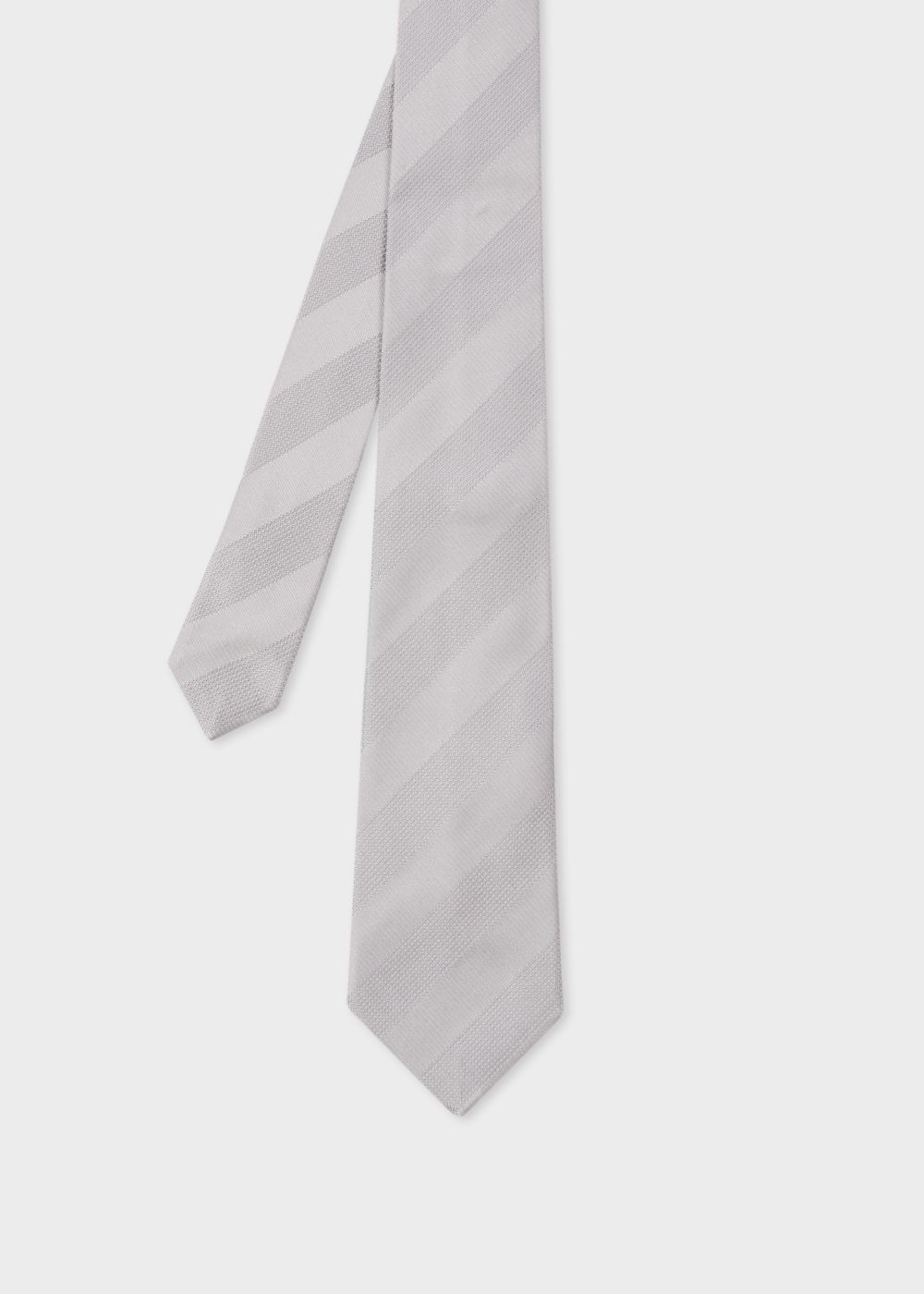 Paul Smith Men's Silver Diagonal Textured-Stripe Silk Tie