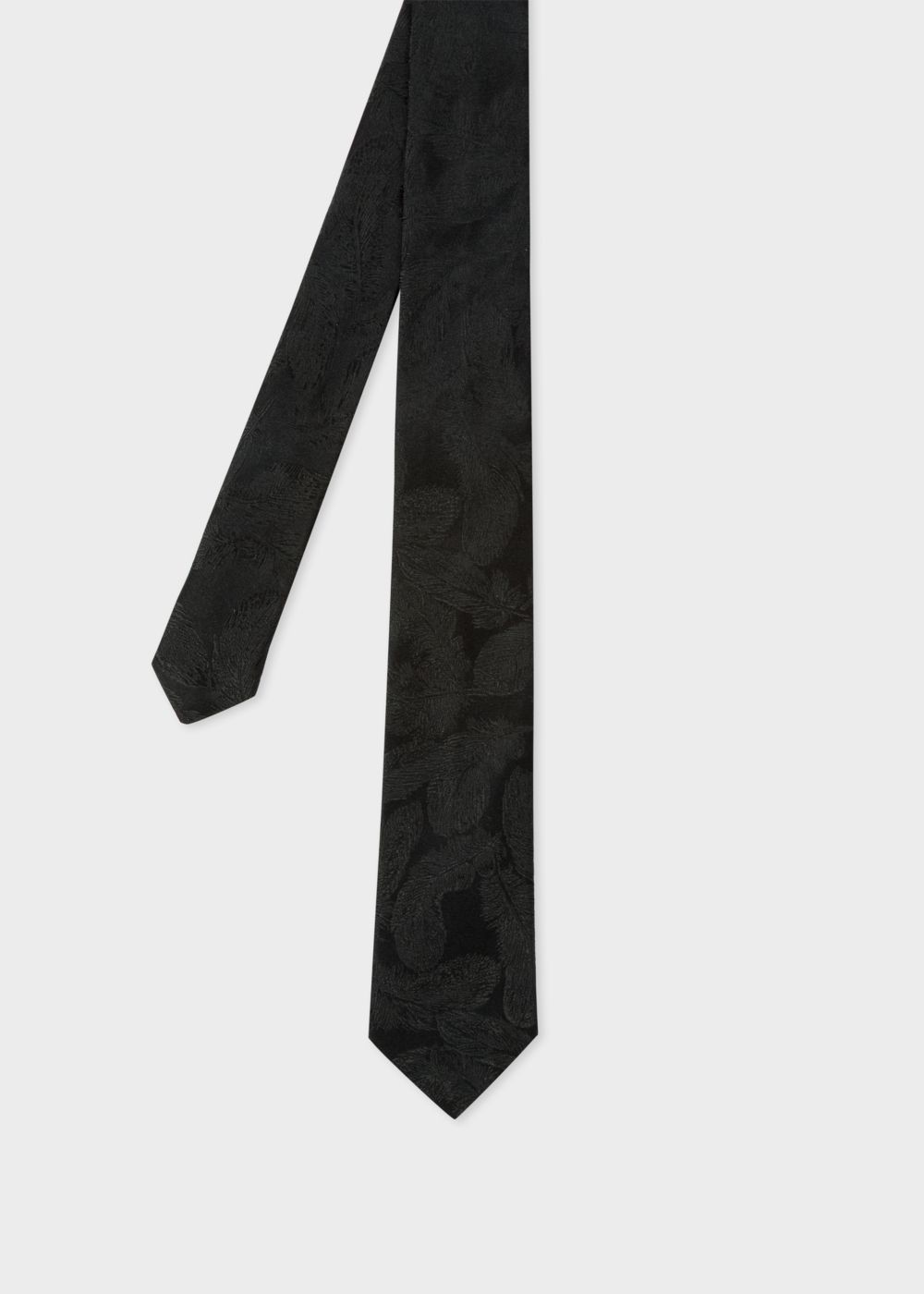Paul Smith Men's Black Feather-Jacquard Narrow Silk Tie