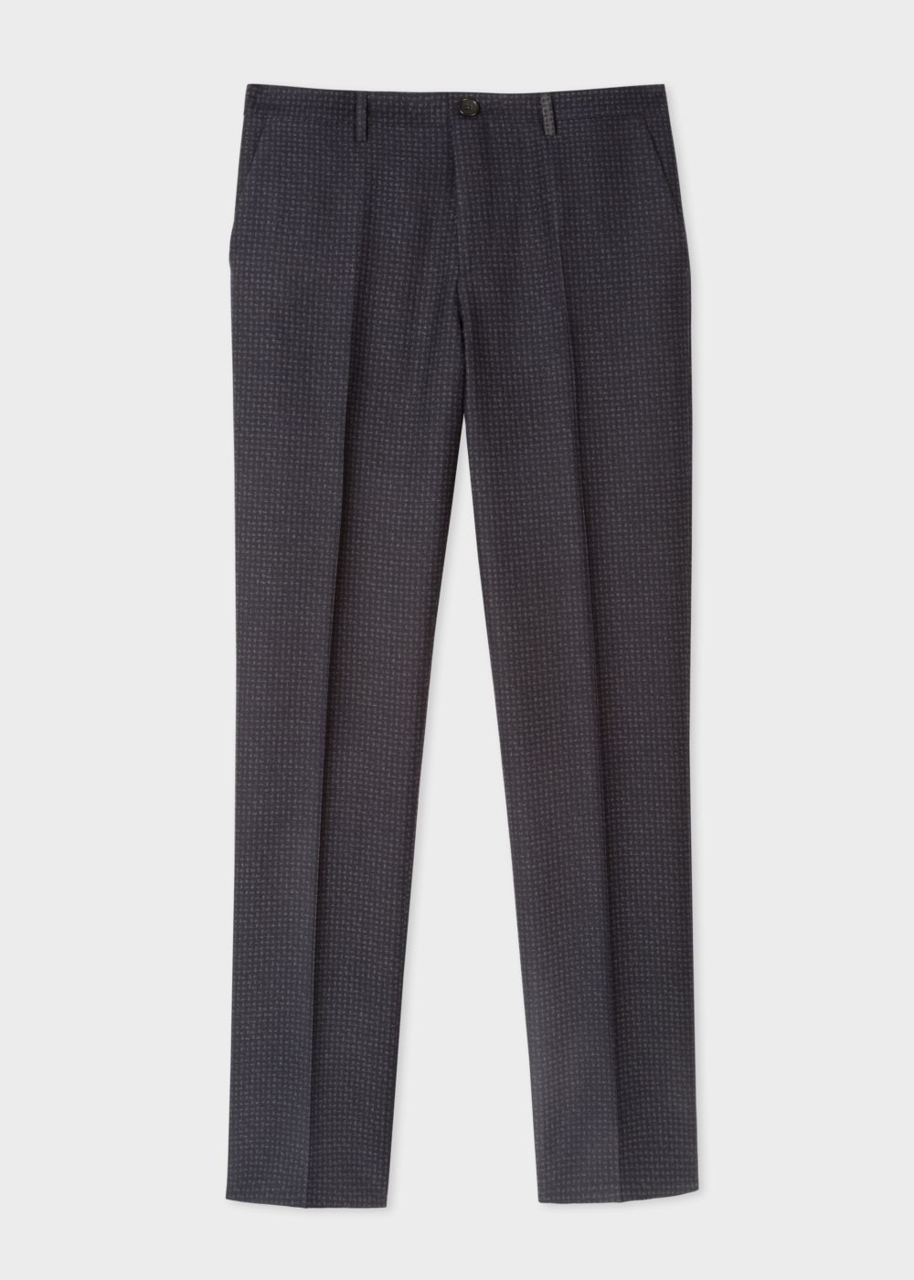 Paul Smith Men's Mid-Fit Dark Navy Textured-Check Wool-Blend Pants