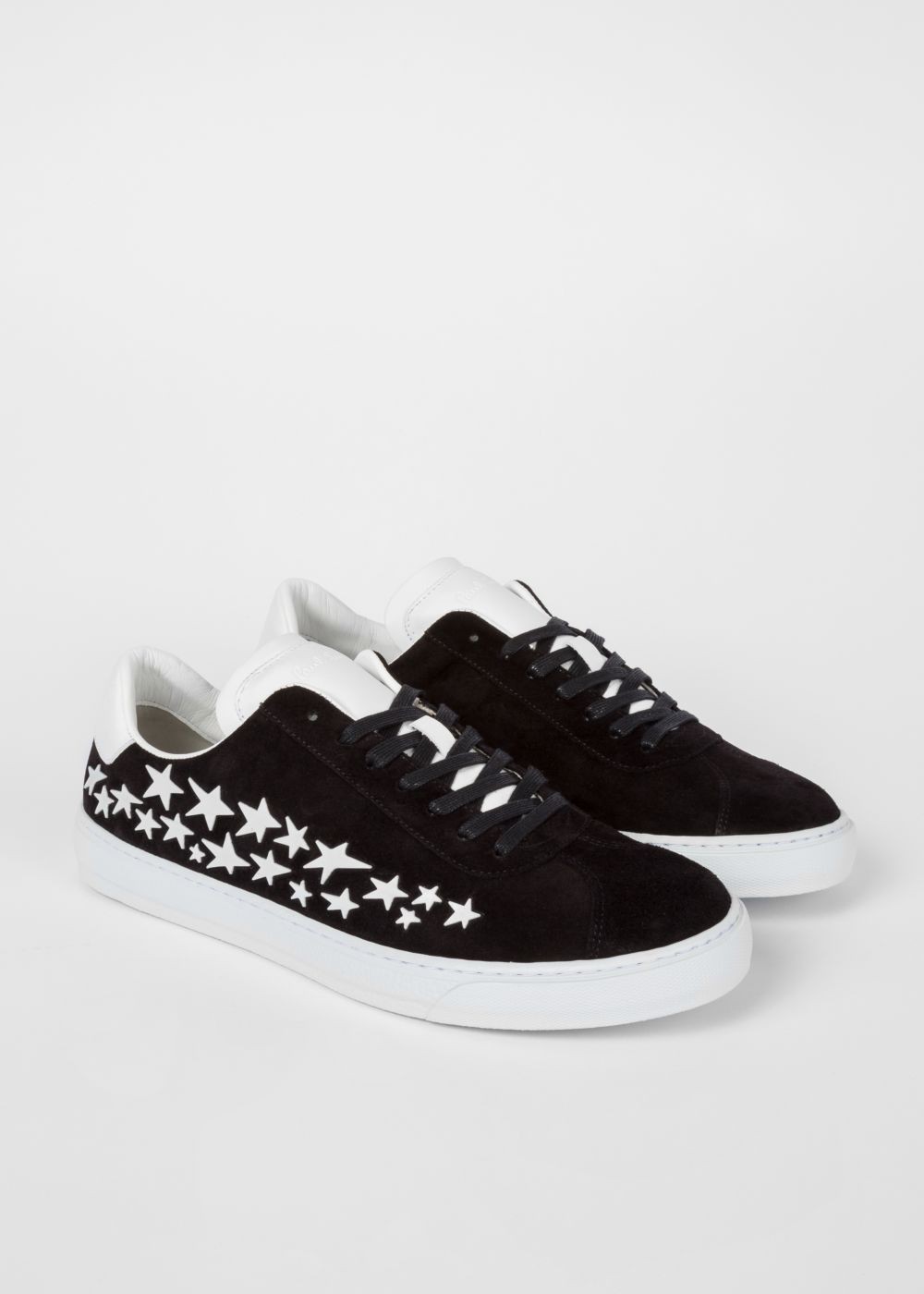 Paul Smith Men's Black Suede 'levon' Sneakers With Stars