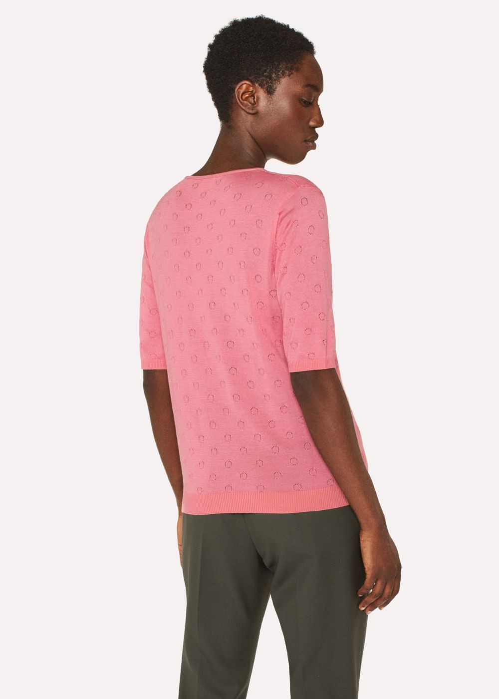 Paul Smith Women's Pink Merino Wool And Silk-Blend Knitted Tshirts