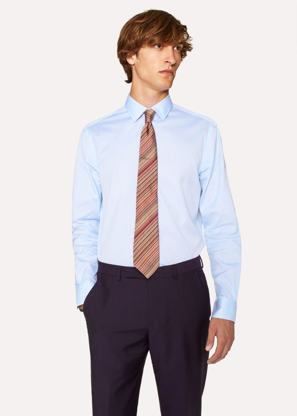 Paul Smith Men's Classic-Fit Sky Blue Thin Stripe Tees With 'artist Stripe' Cuff Lining