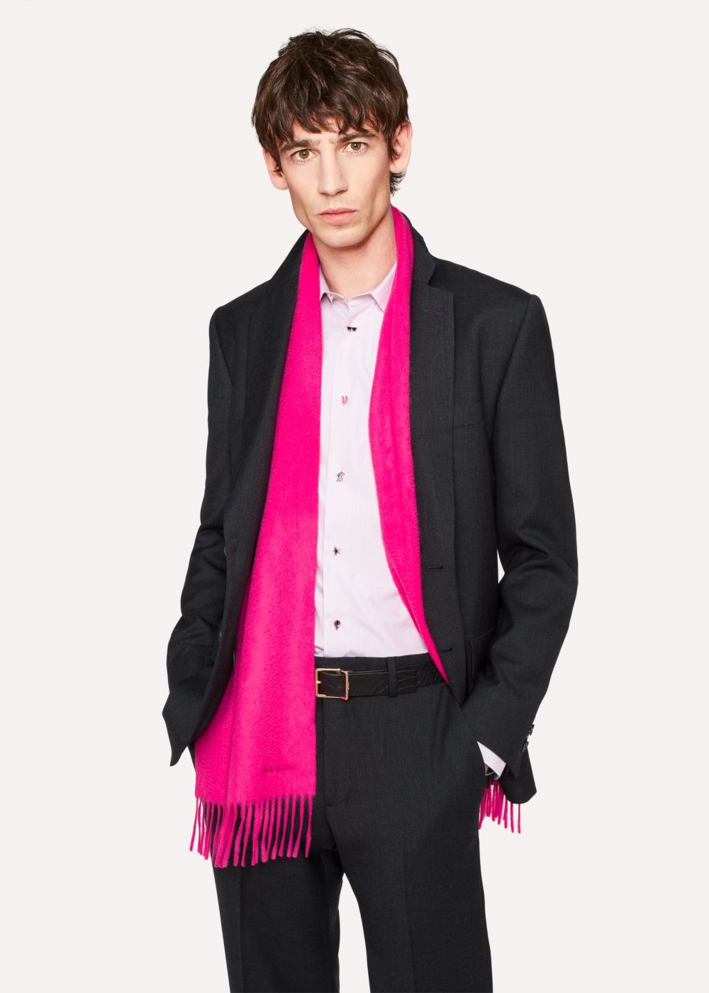 Paul Smith Bright Pink Cashmere Scarf Women