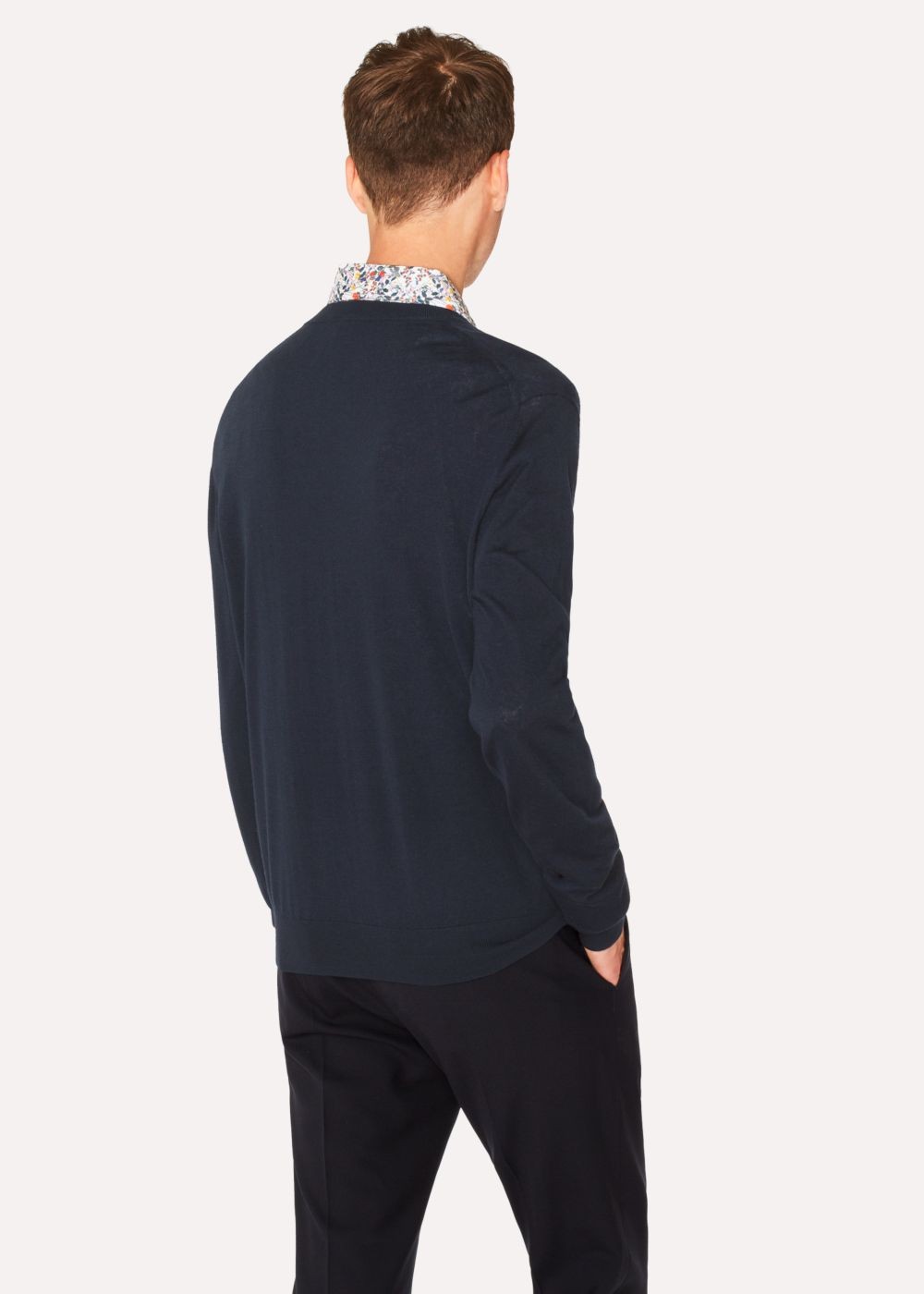 Paul Smith Men's Navy V-Neck Merino Wool Sweater