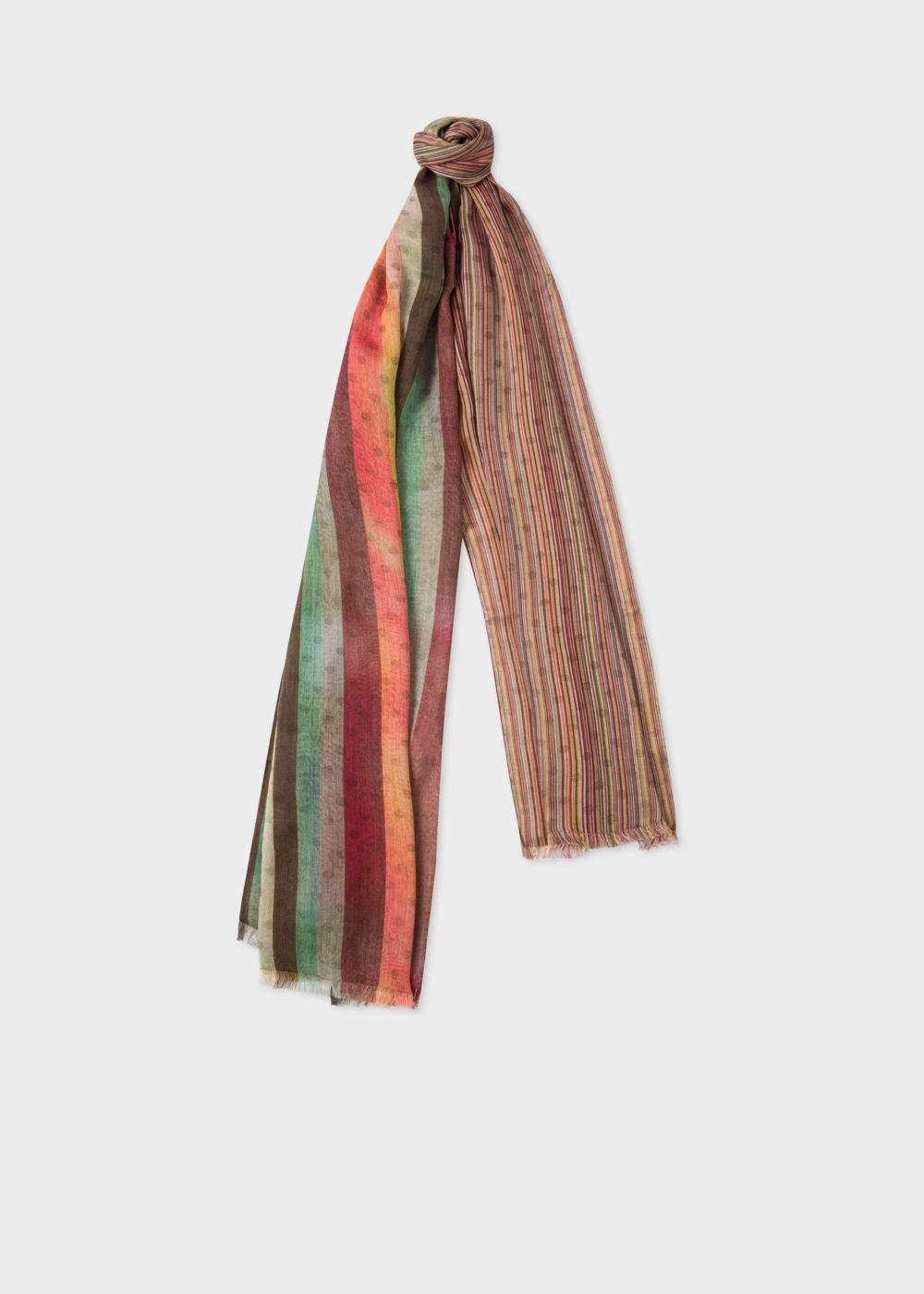 Paul Smith Men's Mixed-Stripe Polka Dot Wool-Blend Scarf