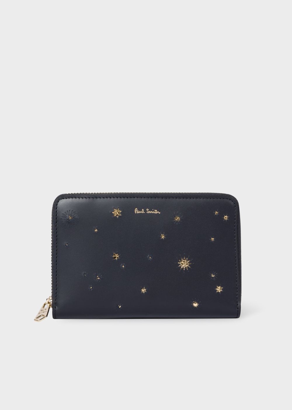 Paul Smith Lady's Navy 'gold Star' Leather Zip-Around Wallet