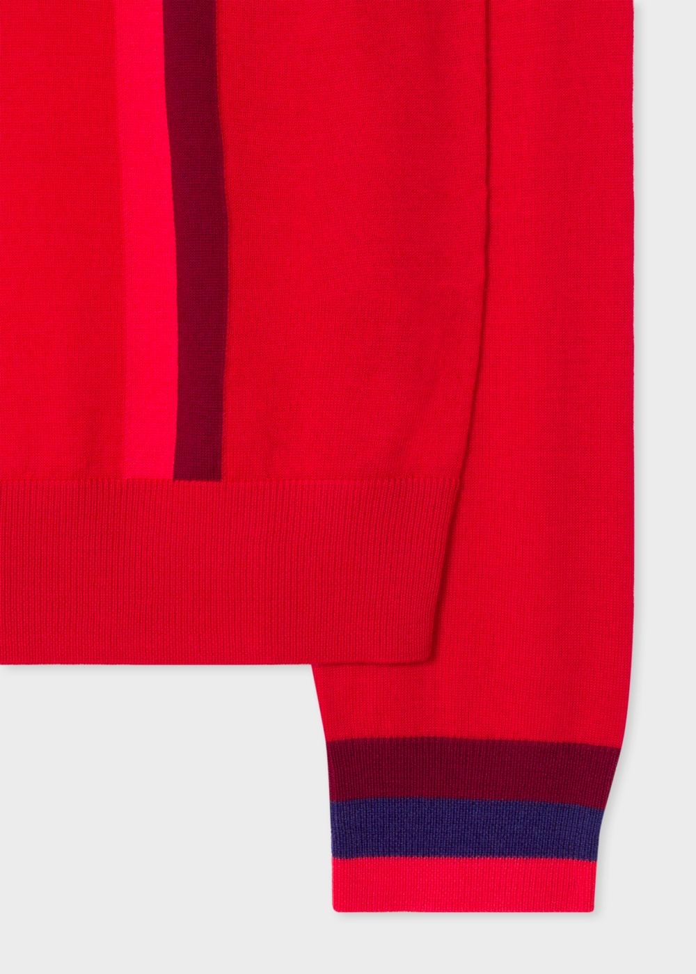 Paul Smith Men's Red Block-Stripe Merino Wool Half-Zip Sweater