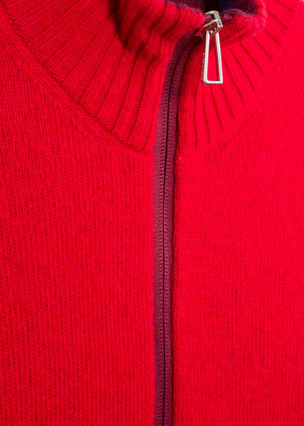 Paul Smith Men's Red And Burgundy Funnel Neck Half-Zip Sweater