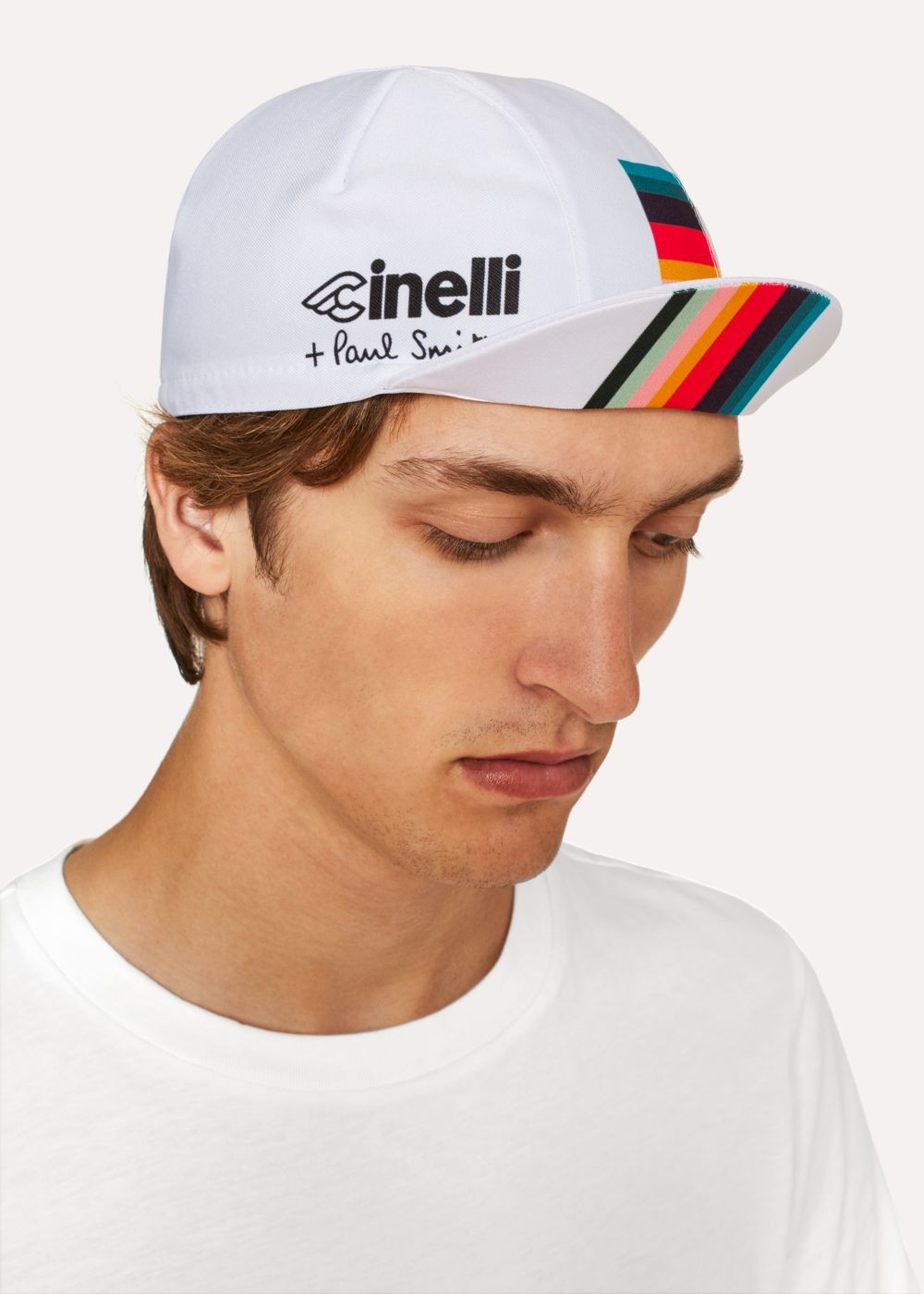 Paul Smith + Cinelli White 'artist Stripe' Detail Cycling Hats Mens