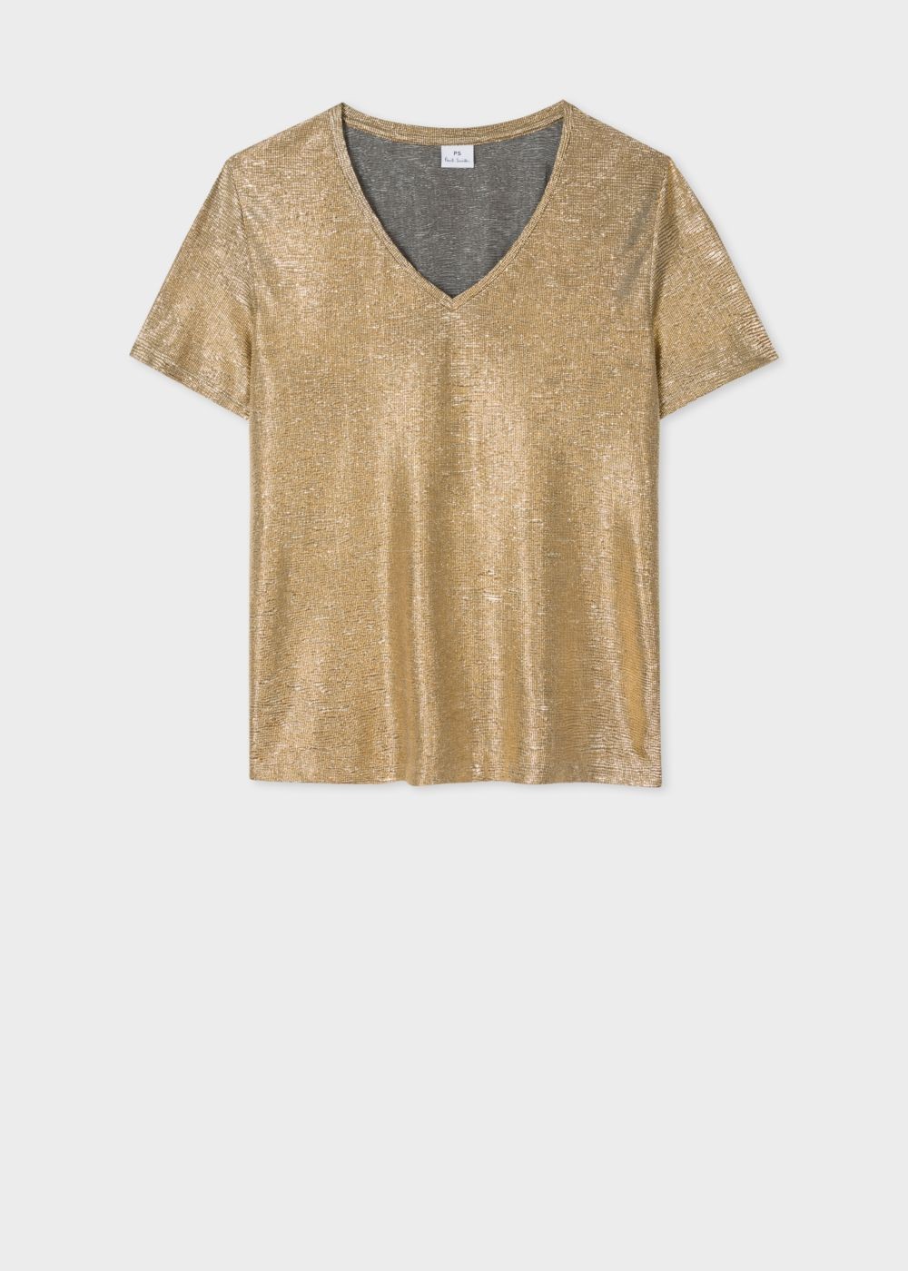 Paul Smith Womens's Gold Foil Textured V-Neck Tshirts
