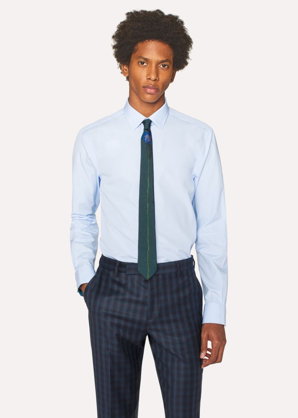 Paul Smith Mens's Tailored-Fit Sky Blue Cotton 'artist Stripe' Cuff T-Shirts