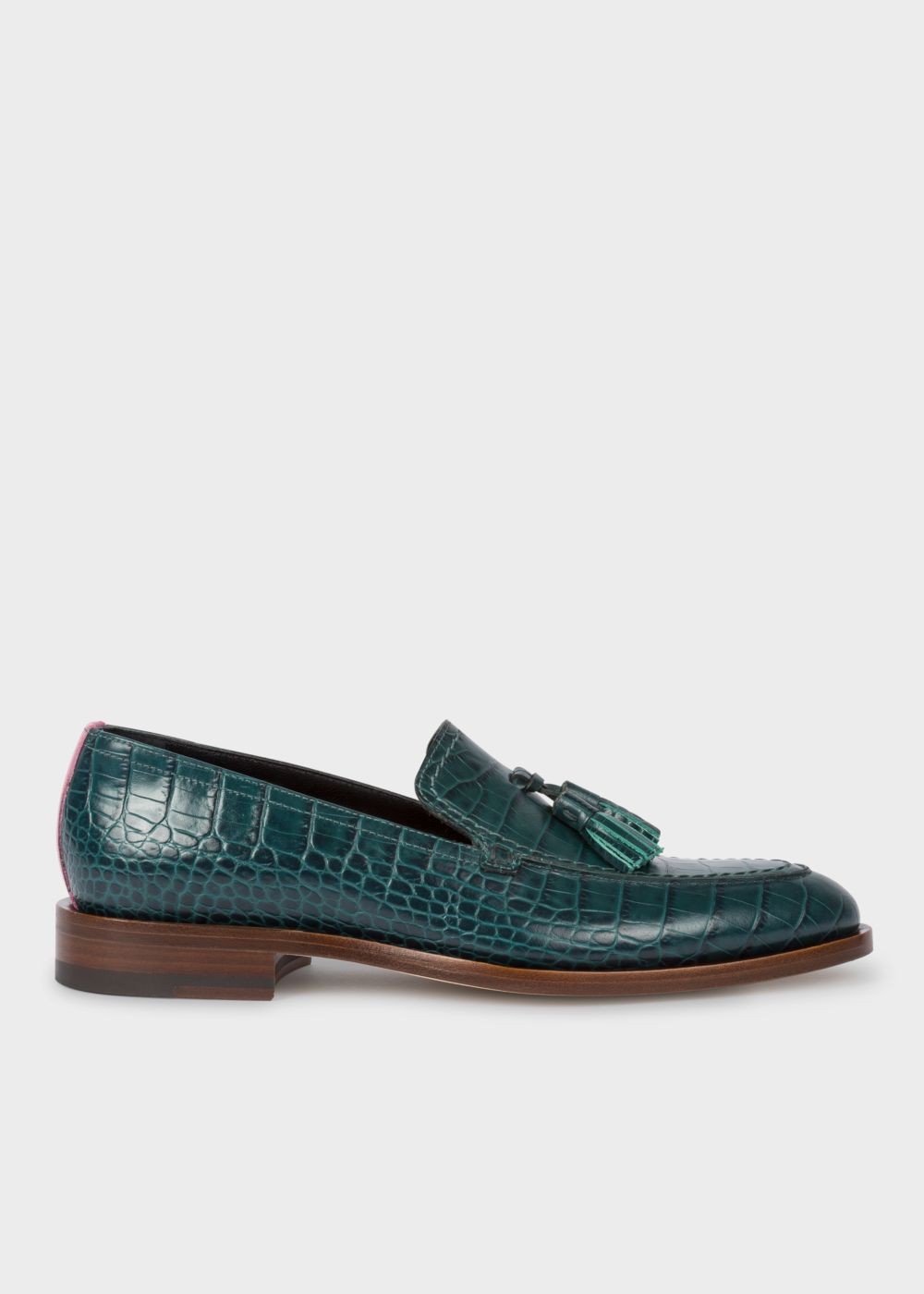 Paul Smith Lady'S Teal Mock-Croc Leather 'Alexis' Loafers Sneakers