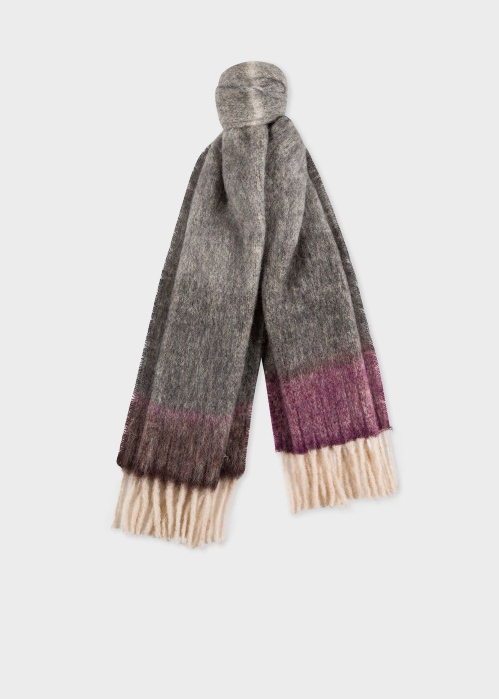 Paul Smith Women's Grey And Purple Border Alpaca-Blend Scarf