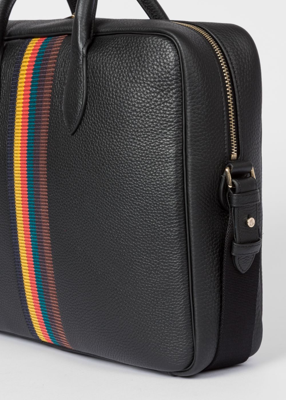 Paul Smith Men's Black 'bright Stripe' Leather Business Folio Accessories