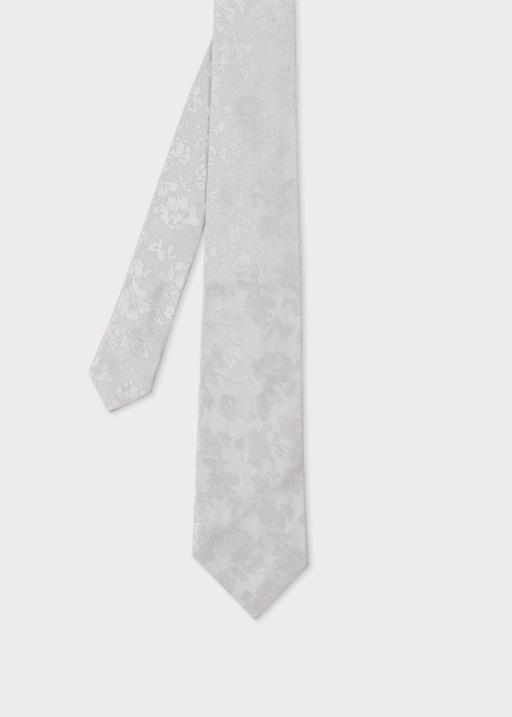 Paul Smith Men's Silver Floral Jacquard Silk Tie