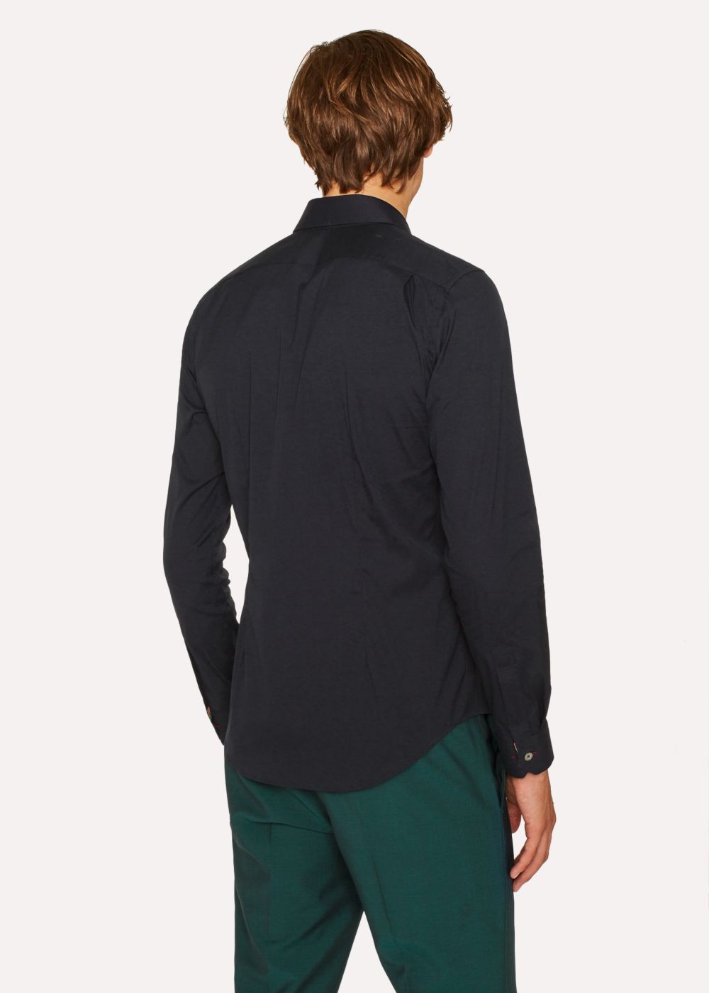 Paul Smith Men's Super Slim-Fit Dark Navy T-Shirt With 'artist Stripe' Cuffs