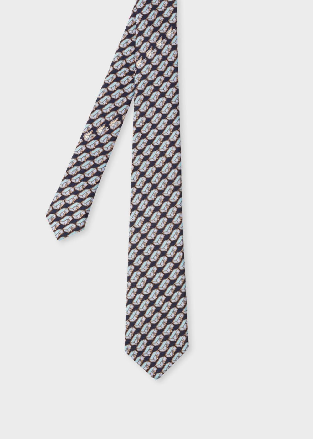 Paul Smith Mens's Dark Navy 'box' Print Narrow Silk Tie