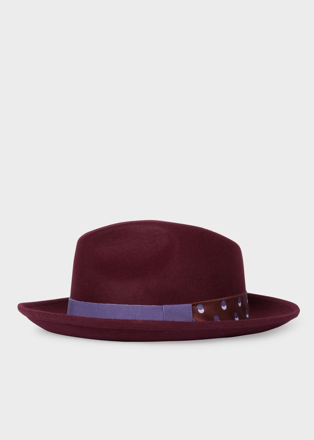Paul Smith Lady's Burgundy Fedora Cap With 'eclipse Spot' Headband