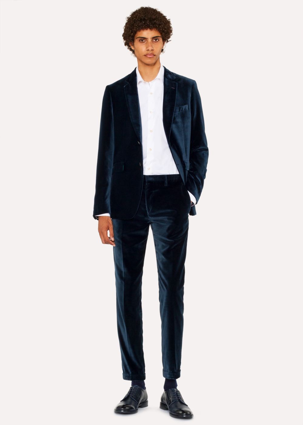 Paul Smith Men's Slim-Fit Dark Petrol Velvet Pants
