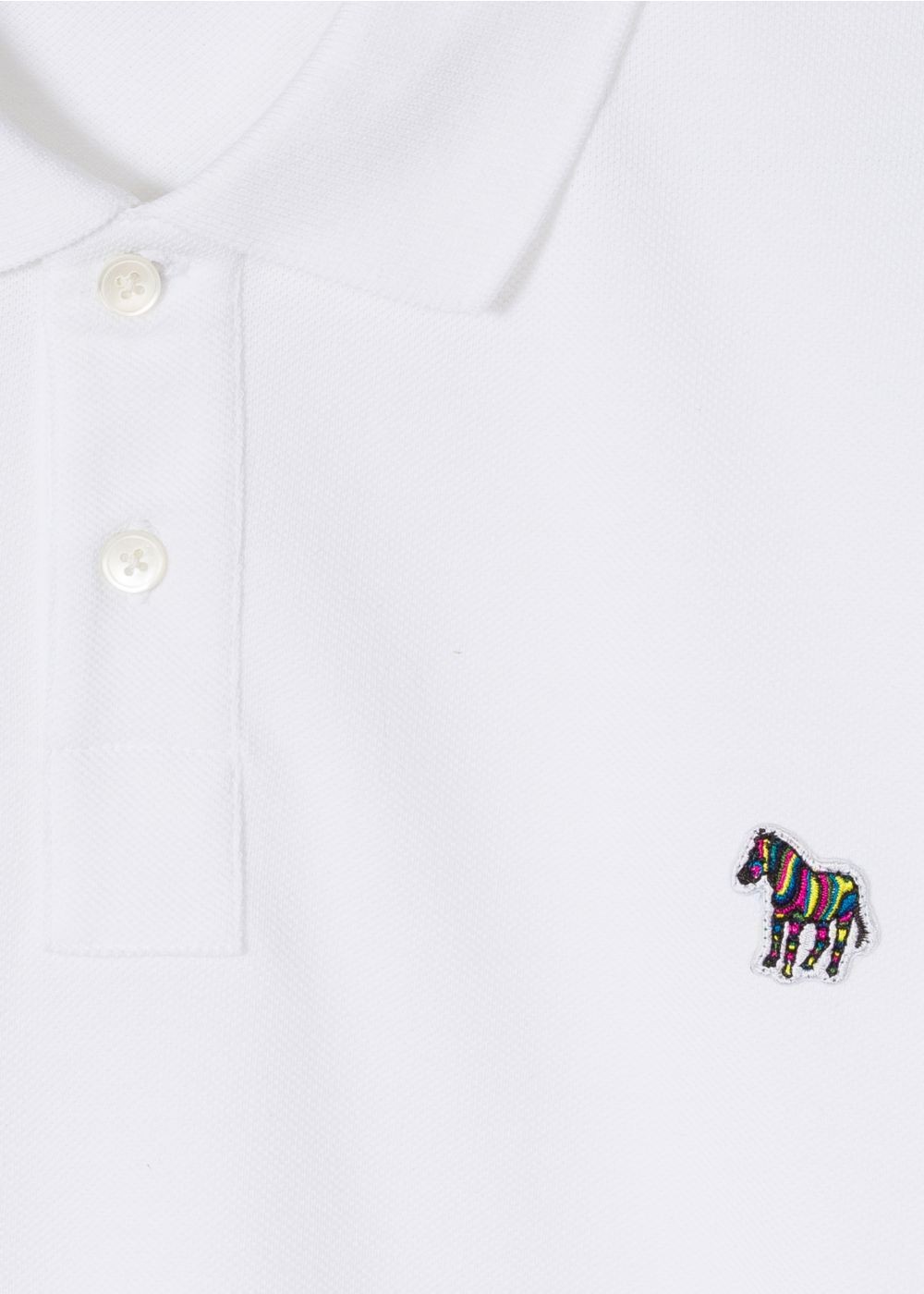 Paul Smith Men's White Organic Cotton-Piqué Zebra Logo Polo T-Shirt