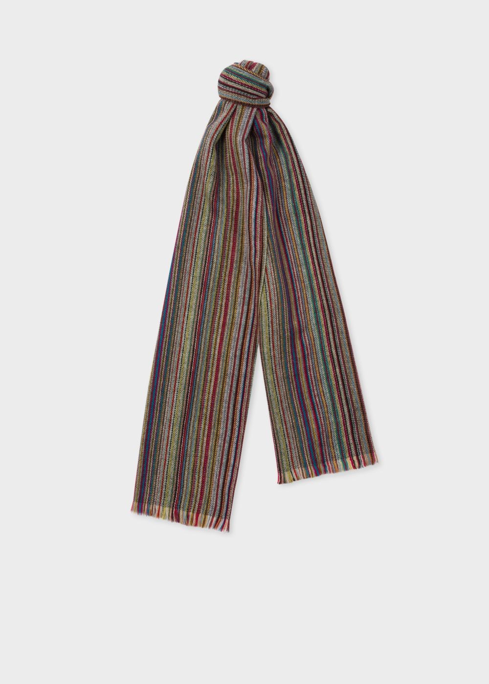 Paul Smith Men's Signature Stripe Herringbone Lambswool Scarf