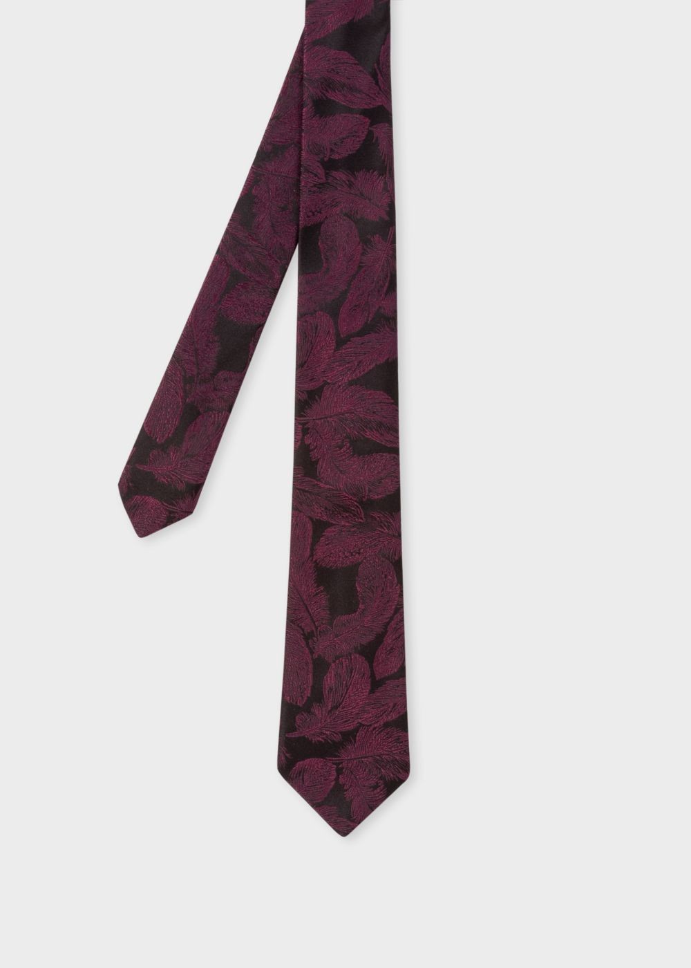 Paul Smith Mens's Damson Feather-Jacquard Narrow Silk Tie