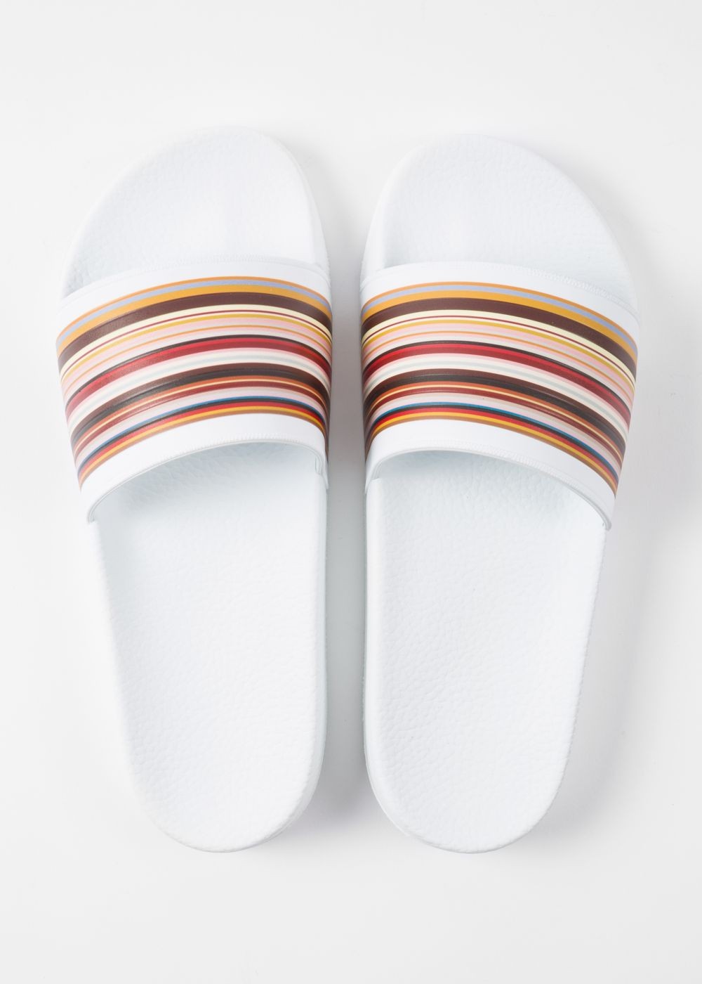 Paul Smith Men's White 'ruben' Slides With 'signature Stripe' Detail