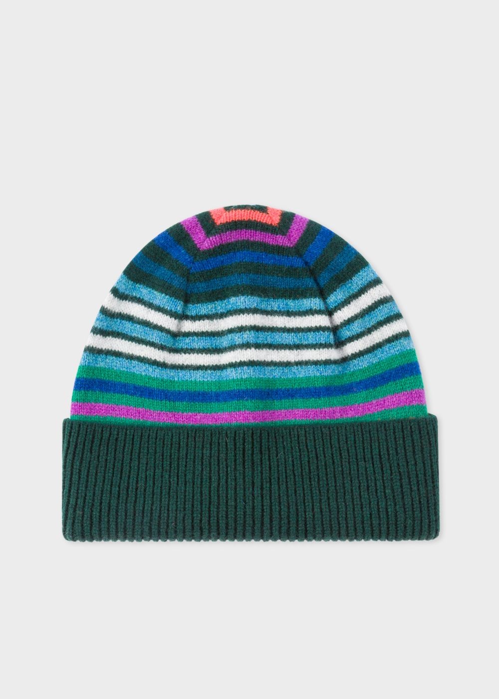 Paul Smith Men's Dark Green Striped Wool Beanie Hats