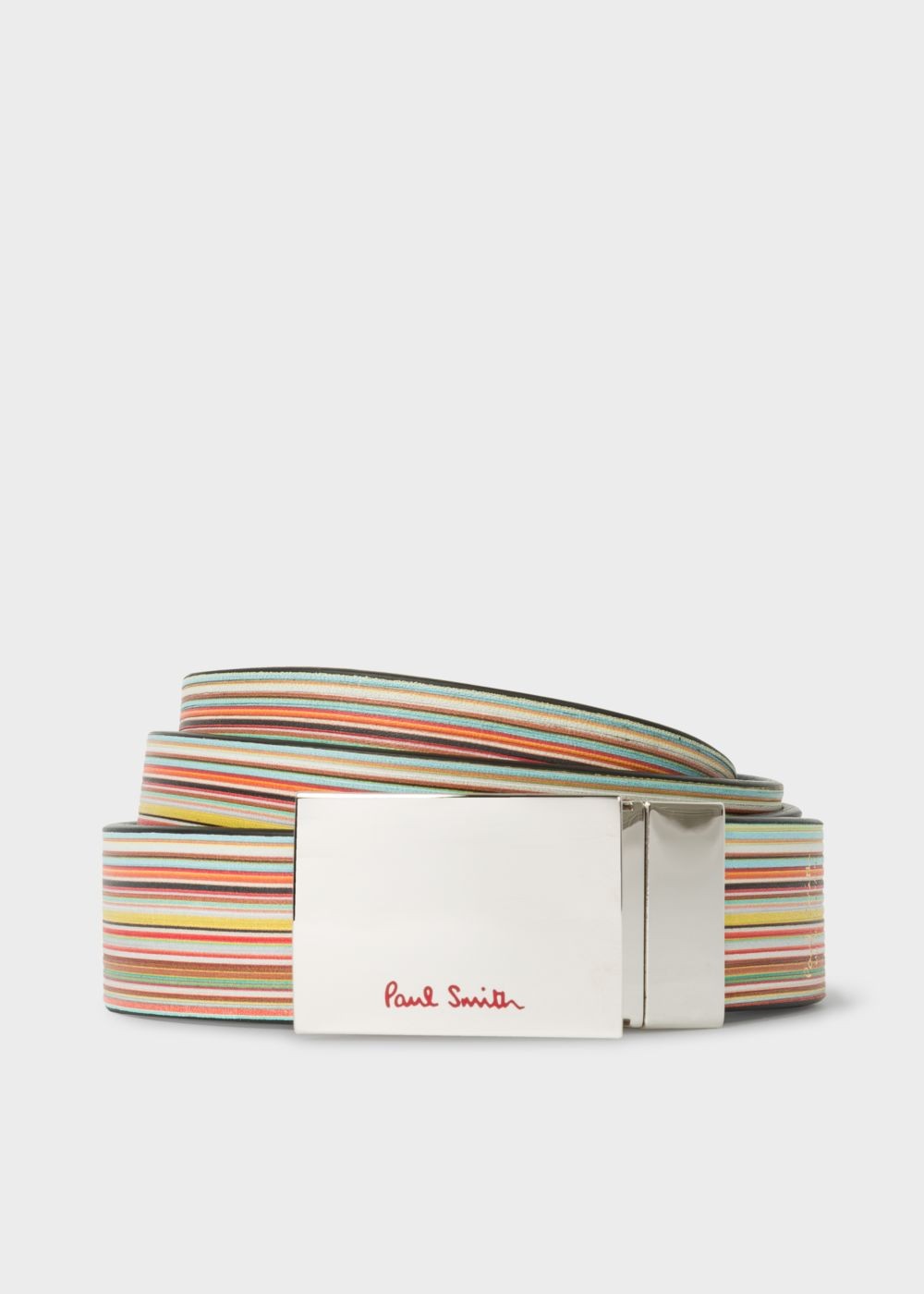 Paul Smith Men's Black And Signature Stripe Leather Cut-To-Fit Reversible Belt Kit