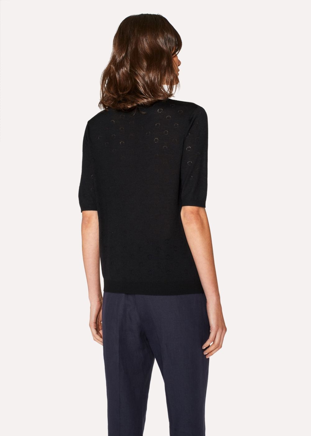 Paul Smith Lady's Black Merino Wool And Silk-Blend Knitted Tshirts