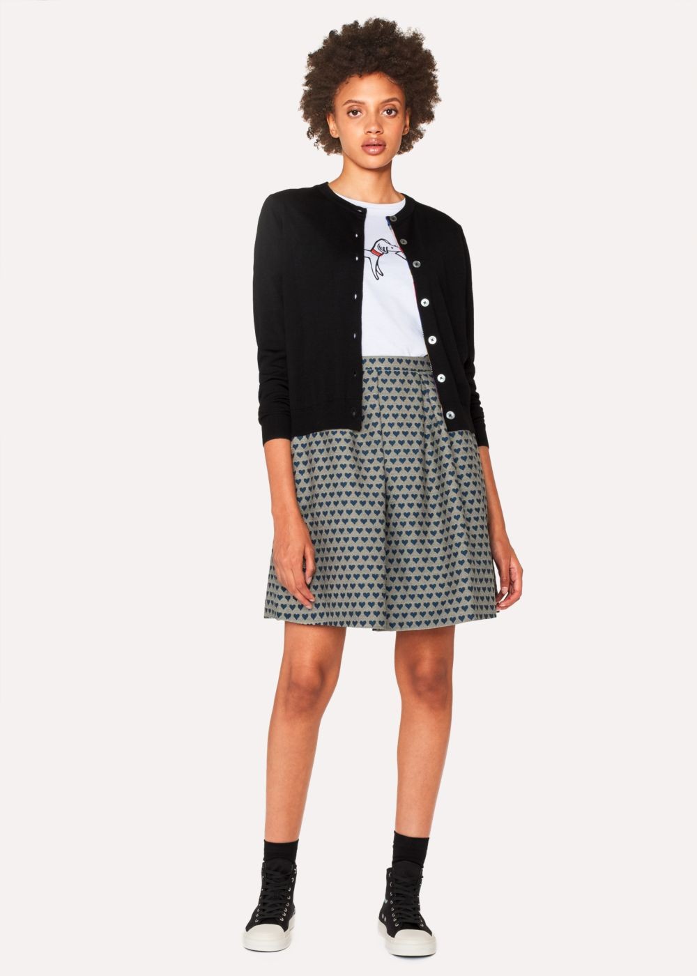 Paul Smith Lady's Blue 'heart' Jacquard Skirt