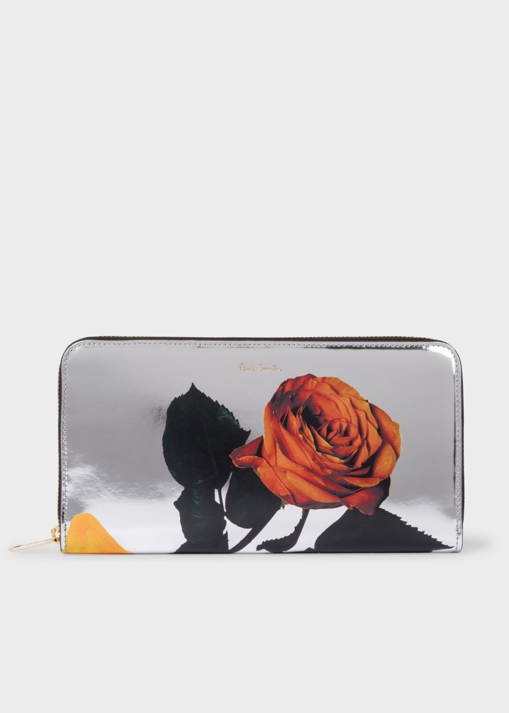 Paul Smith Women's Large Silver 'rose' Leather Zip-Around Wallet