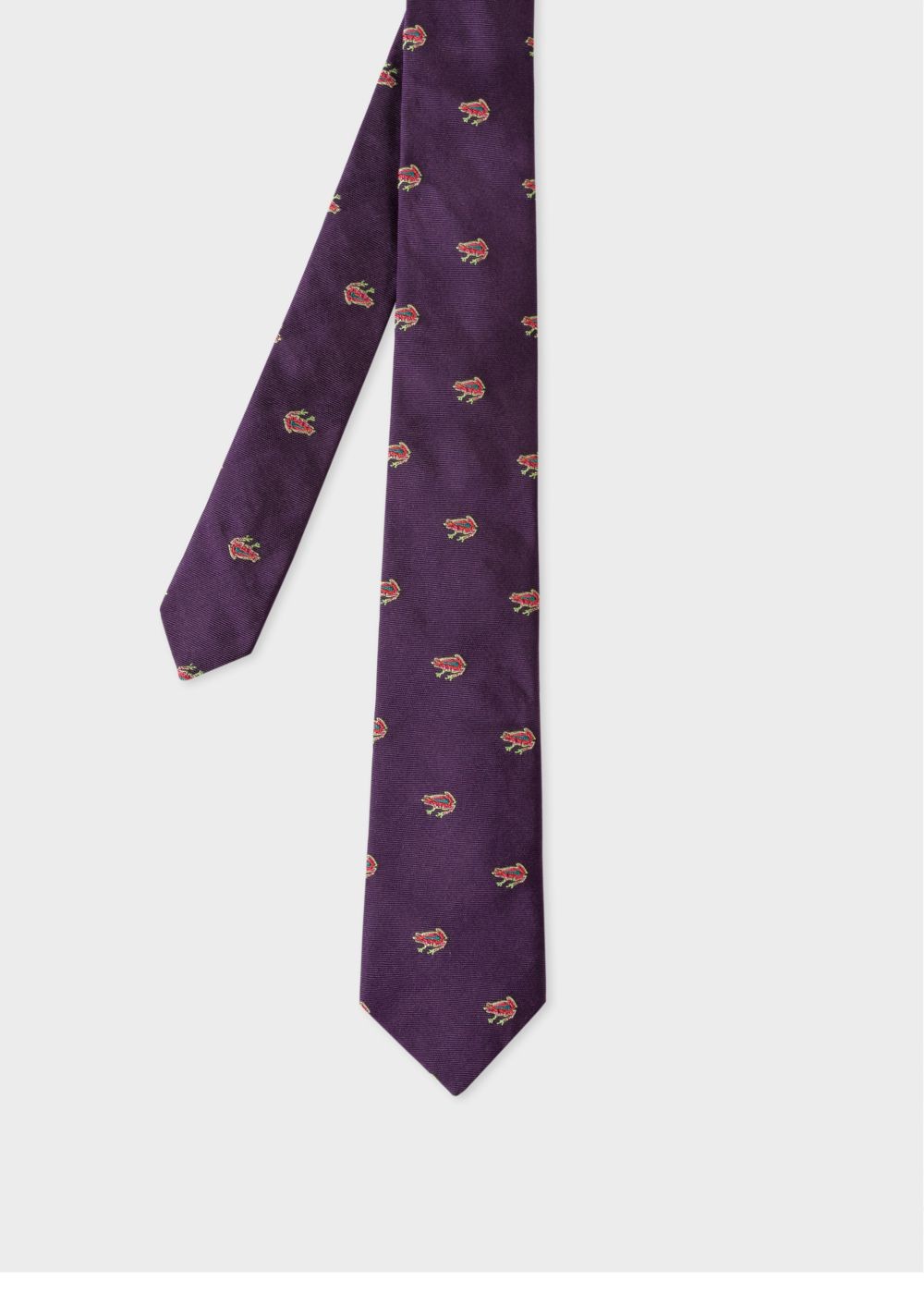 Paul Smith Men's Dark Purple Embroidered 'dreamer Frog' Narrow Silk Tie