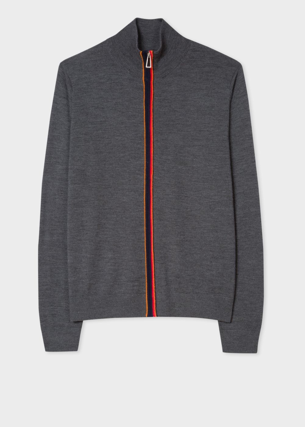 Paul Smith Men's Grey Zip-Through Funnel-Neck Cardigan Clothing