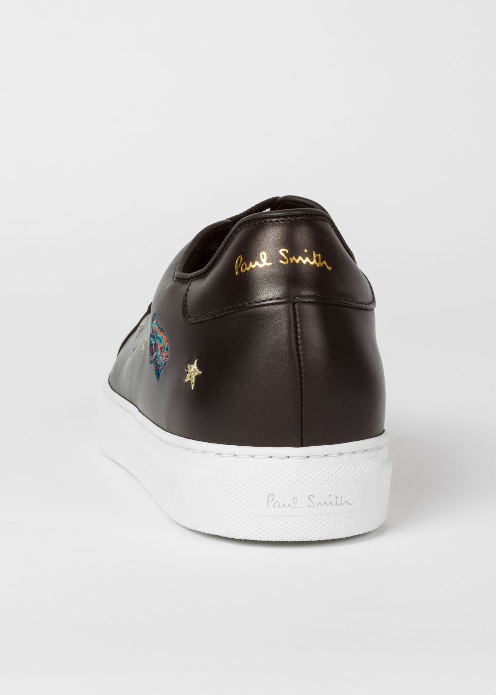Paul Smith Men's Black Leather 'dreamer' Embroidered 'basso' Trainers