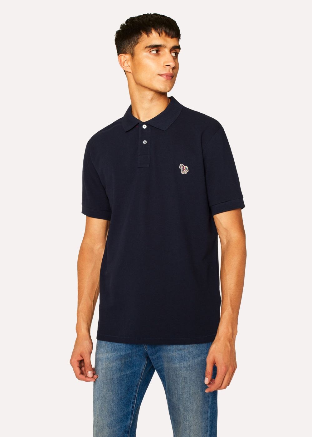 Paul Smith Mens's Dark Navy Organic Cotton-Piqué Zebra Logo Polo Tshirts
