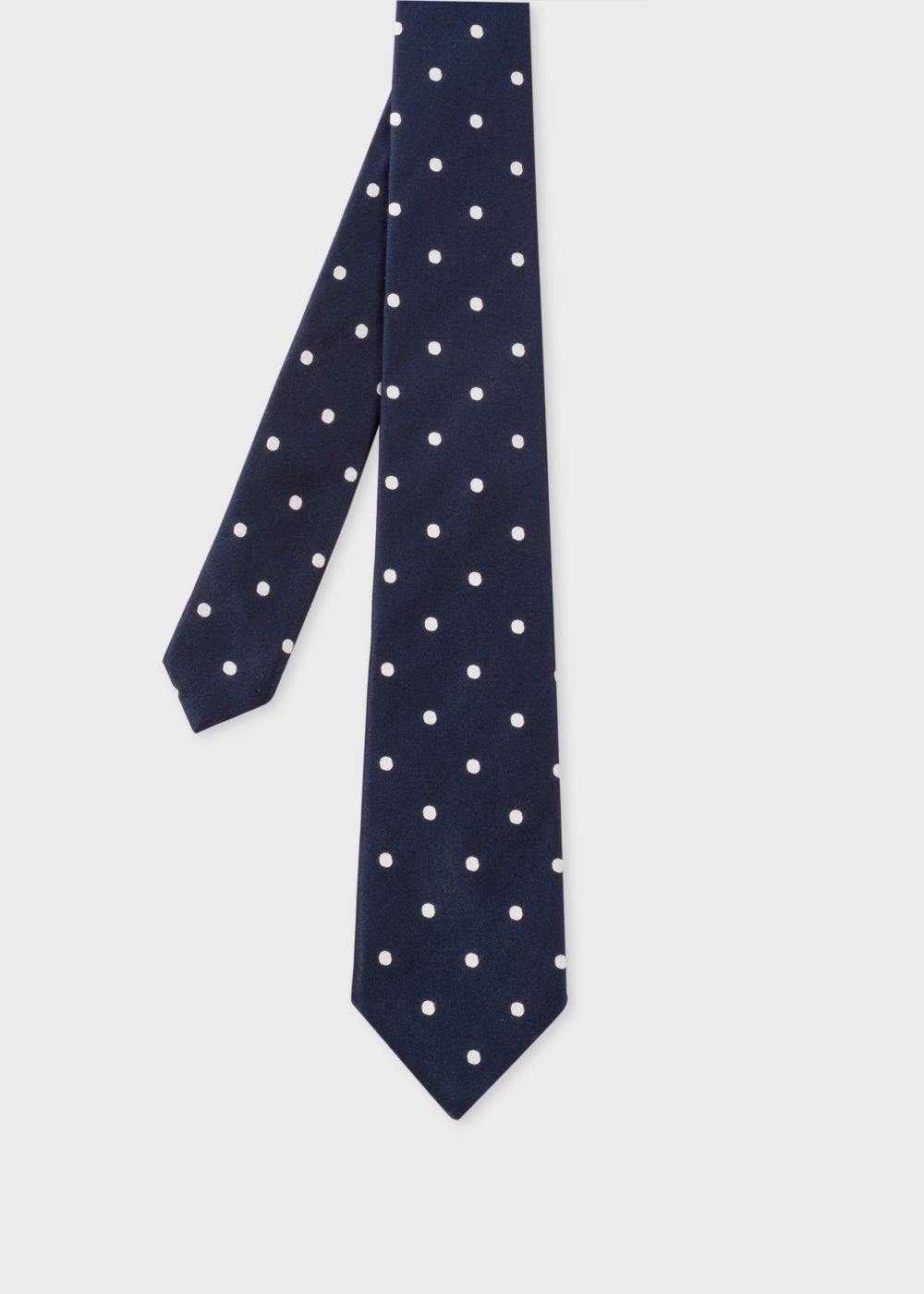 Paul Smith Men's Navy And White Polka Dot Silk Tie