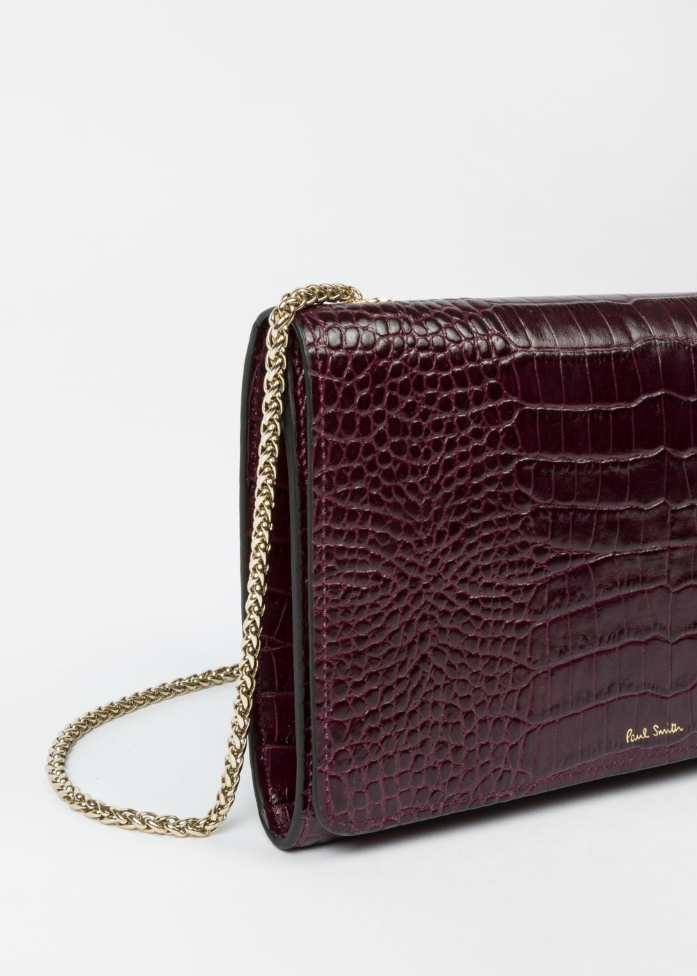 Paul Smith Lady's Burgundy Mock-Croc Leather Clutch Handbags