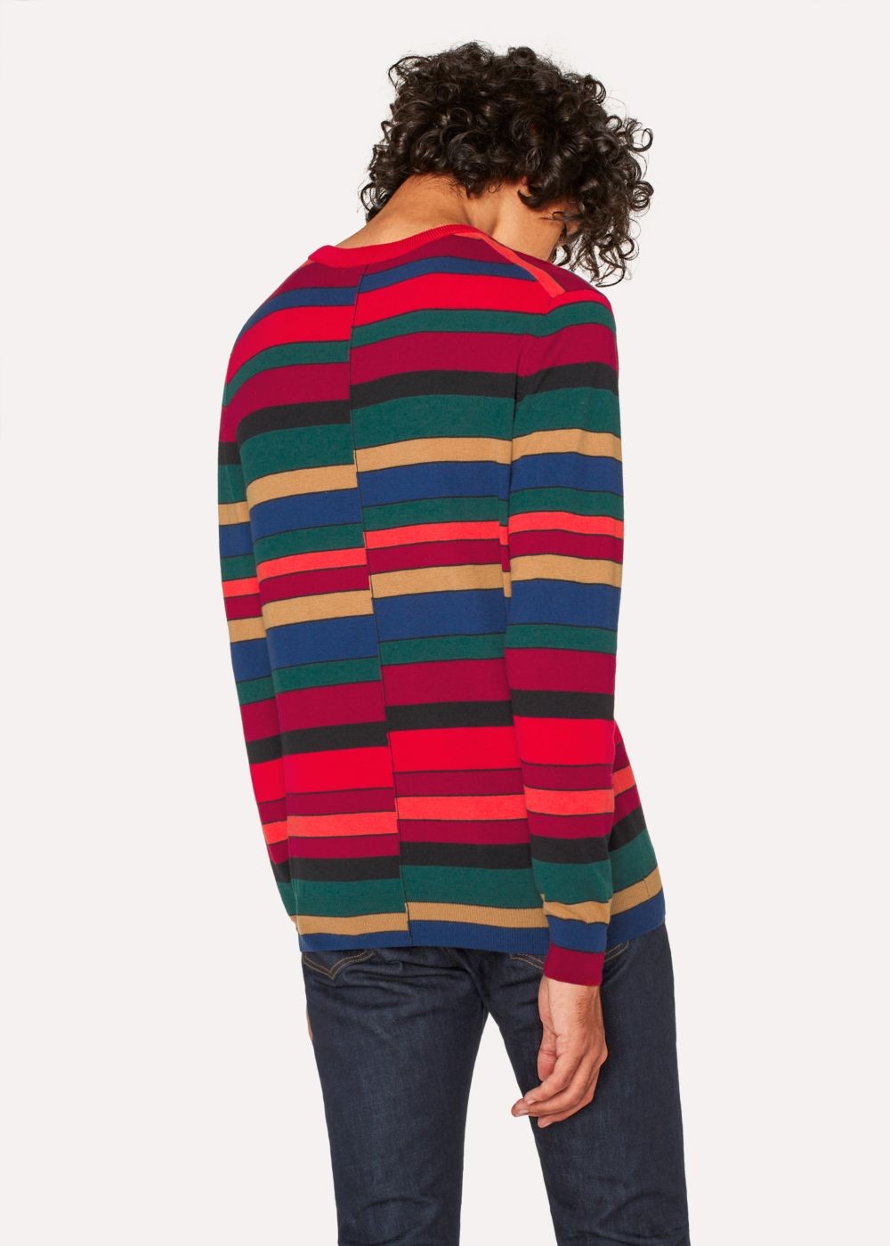 Paul Smith Men's Red Wool Sweater With Multi-Coloured Stripes