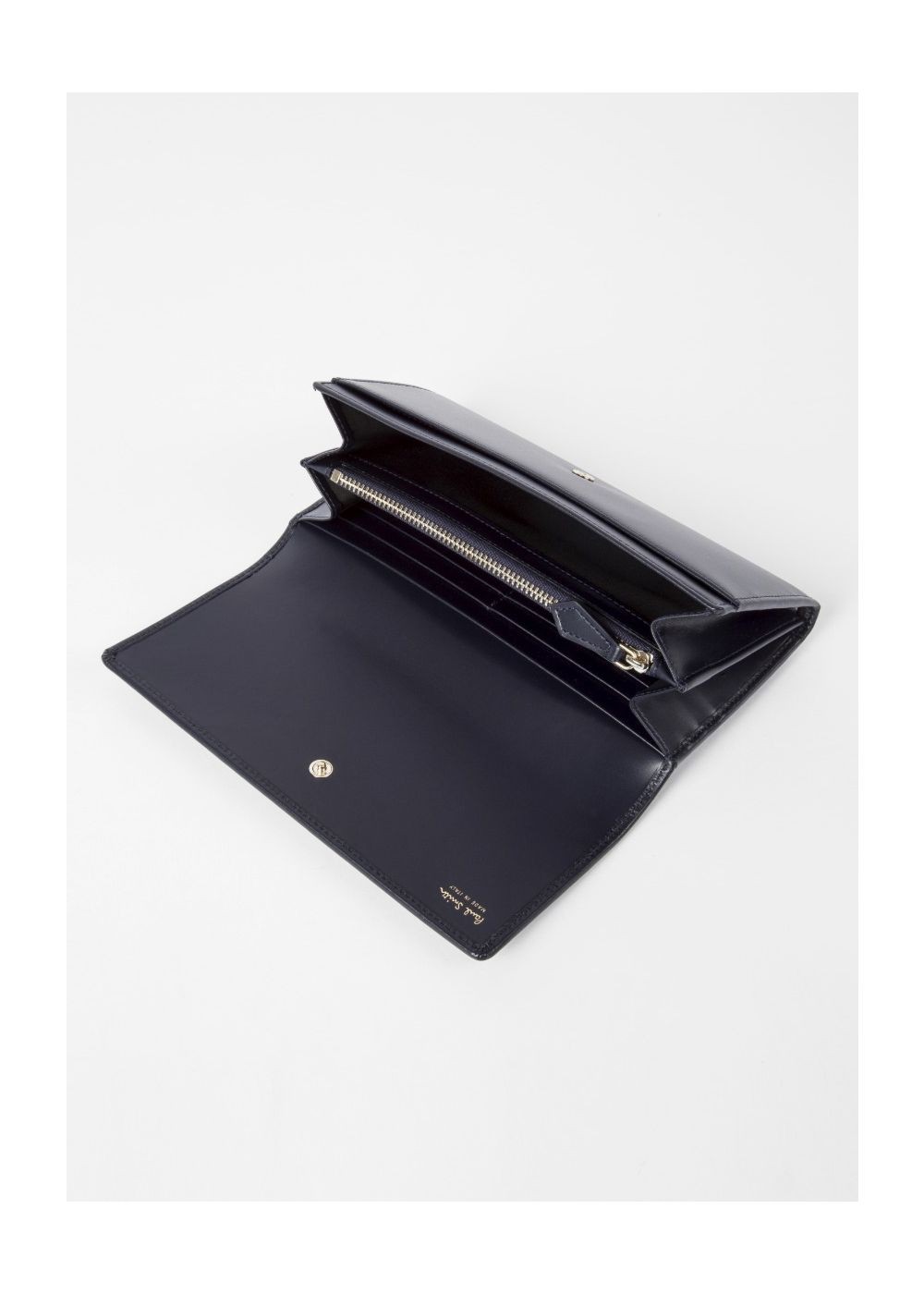 Paul Smith Women's Navy Leather Monogrammed Tri-Fold Wallet