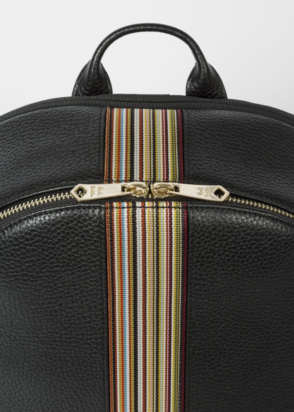 Paul Smith Men's Black Leather Signature Stripe Backpack