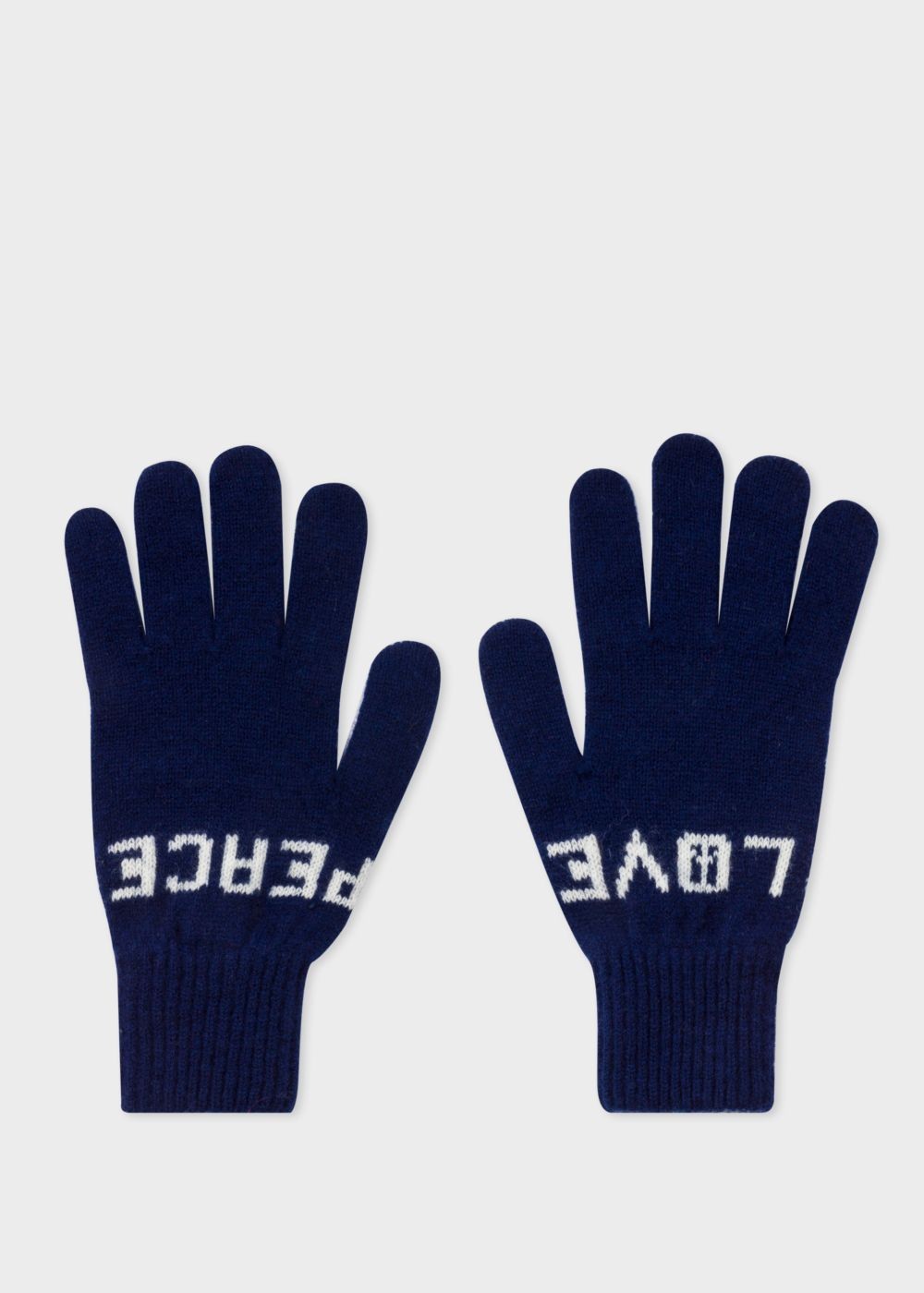 Paul Smith Men's Navy 'peace & Love' Wool Gloves