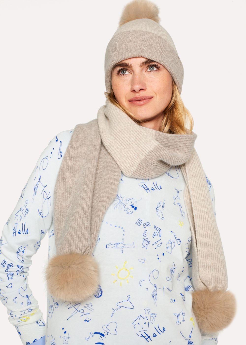 Paul Smith Women's Ecru And Cream Pom-Pom Wool Hat