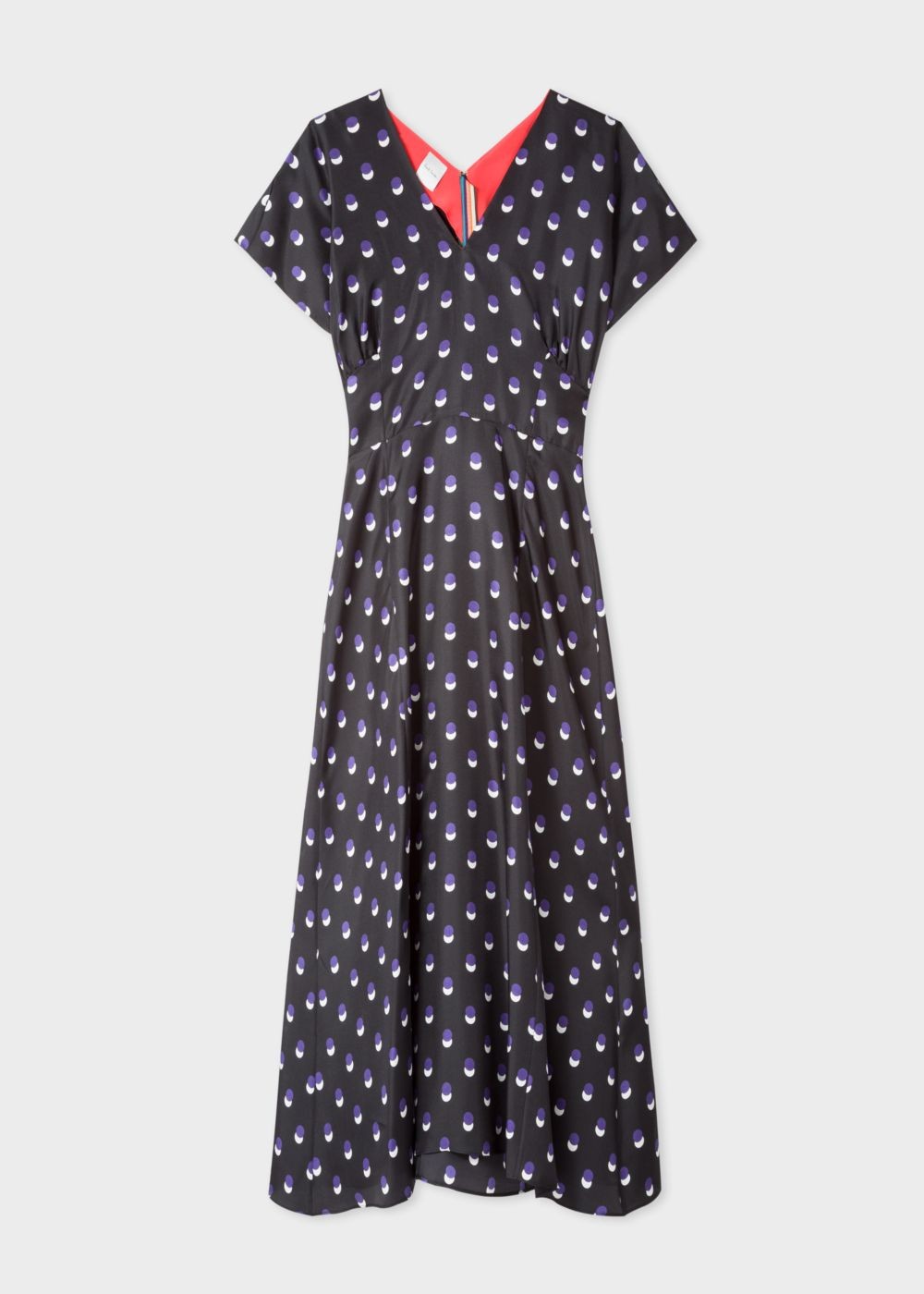 Paul Smith Women's Black V-Neck Silk Dress With 'eclipse Spot' Print