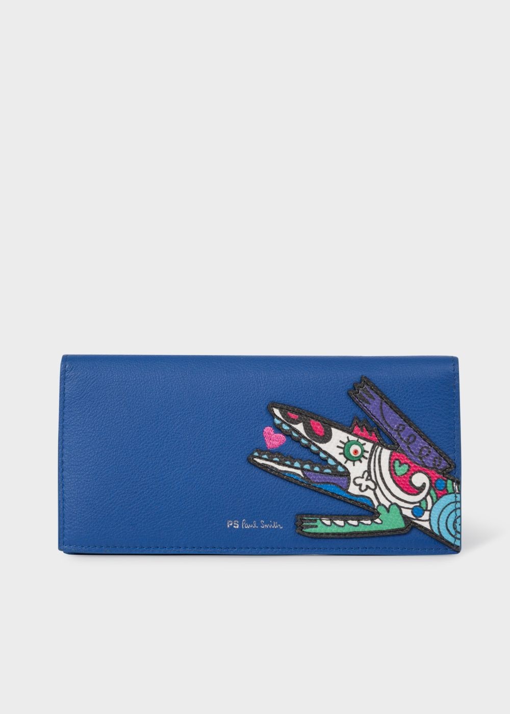 Paul Smith Lady's Blue 'karami Crocodile' Appliqué Folded Leather Wallet