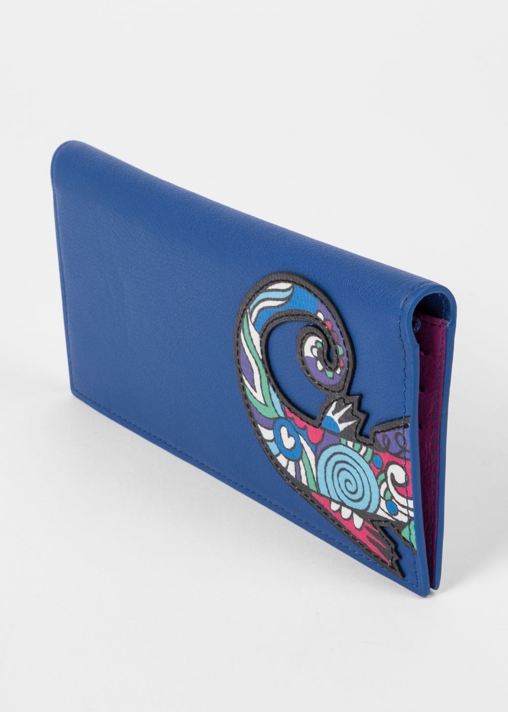 Paul Smith Lady's Blue 'karami Crocodile' Appliqué Folded Leather Wallet