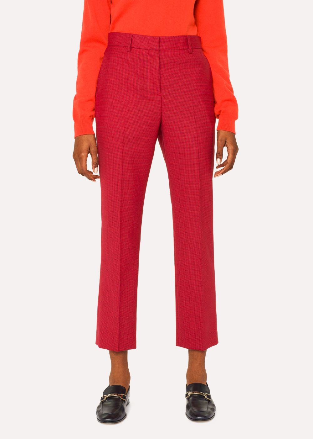 Paul Smith Women's Slim-Fit Red Houndstooth Wool Pants